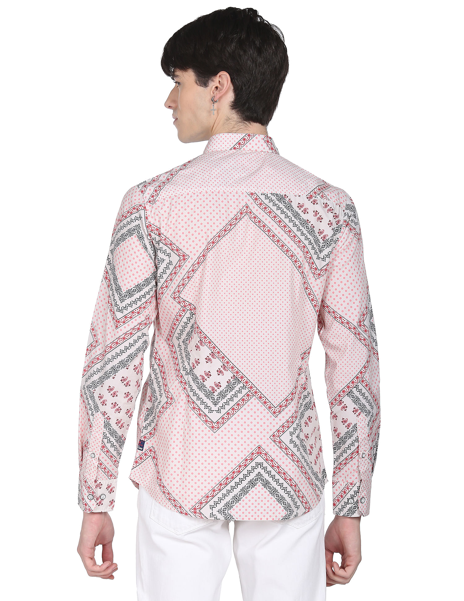 Flying Machine Motif Print Cotton Shirt