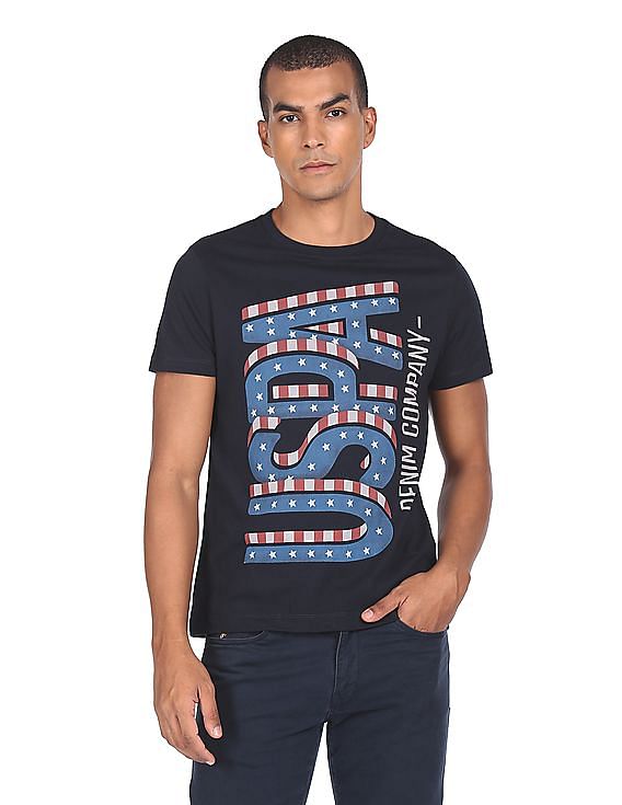 U.S. Polo Assn. Denim Co. Ribbed Neck Brand Print T-Shirt
