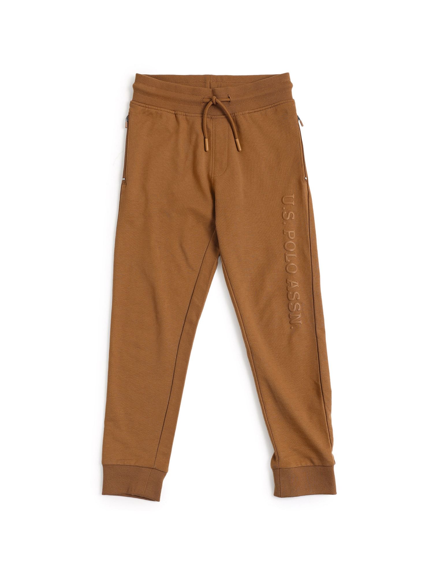 U.S. Polo Assn. Kids Boys Solid Pure Cotton Track Pants