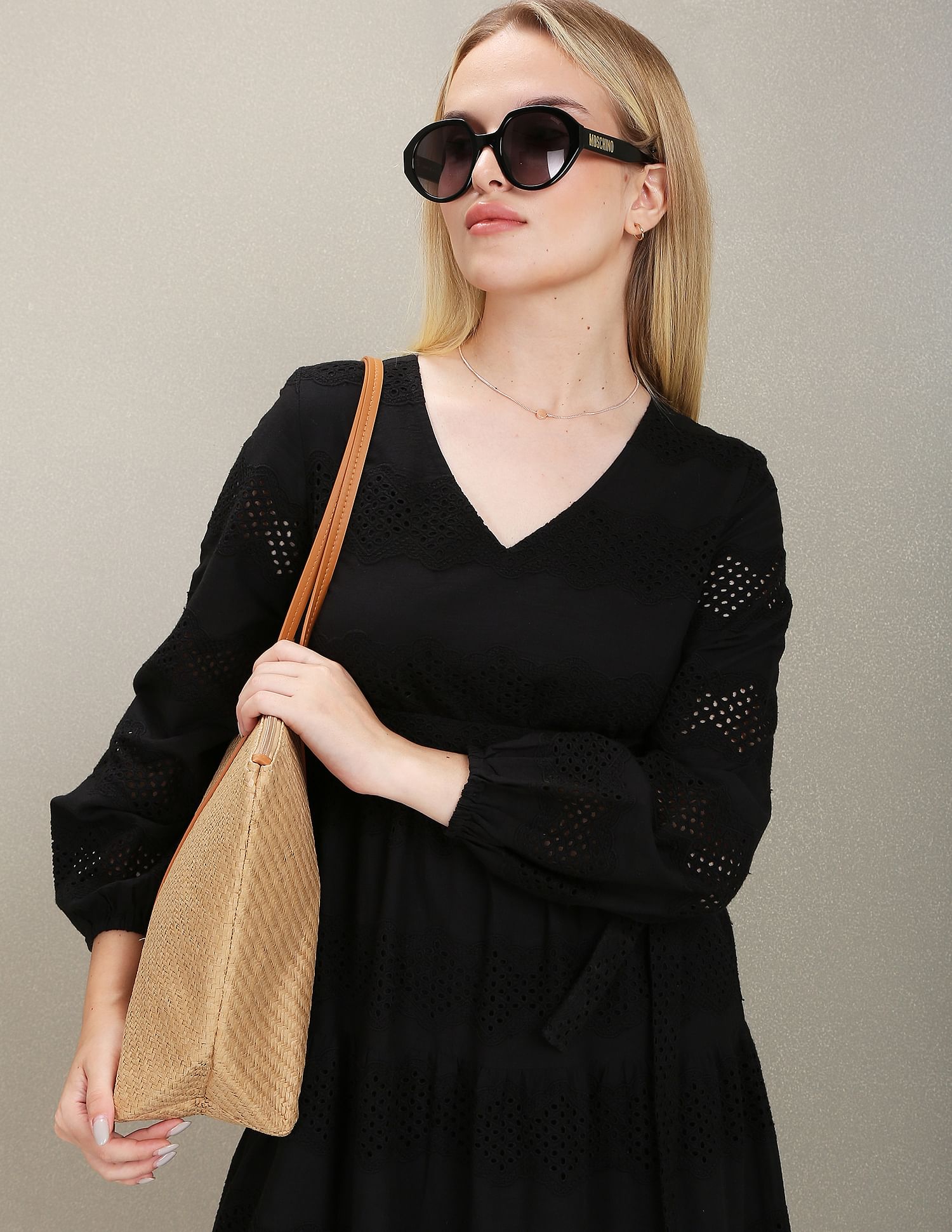 U.S. Polo Assn. Women V-Neck Schiffli Midi Dress