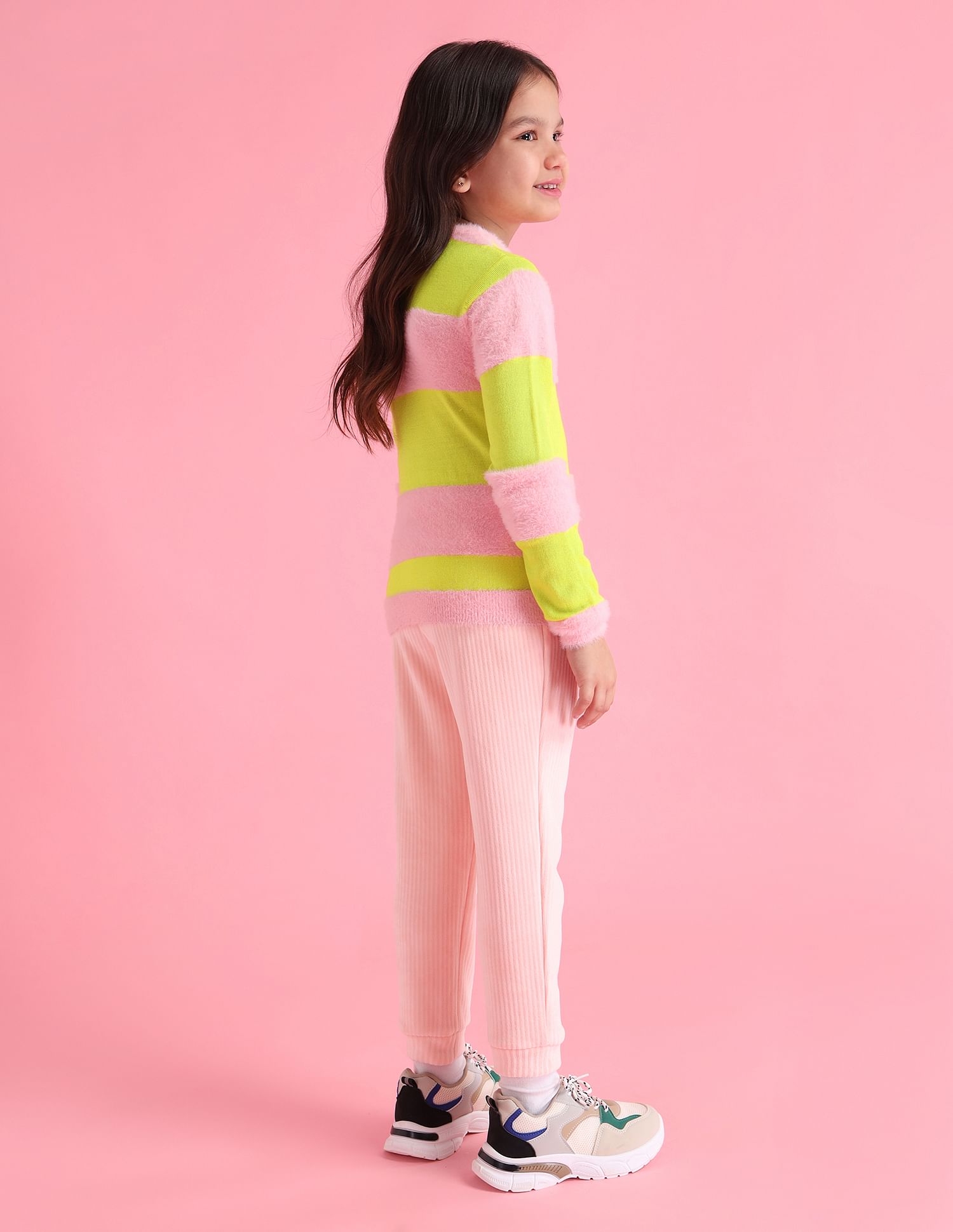 U.S. Polo Assn. Kids Girls Horizontal Stripe Sweater