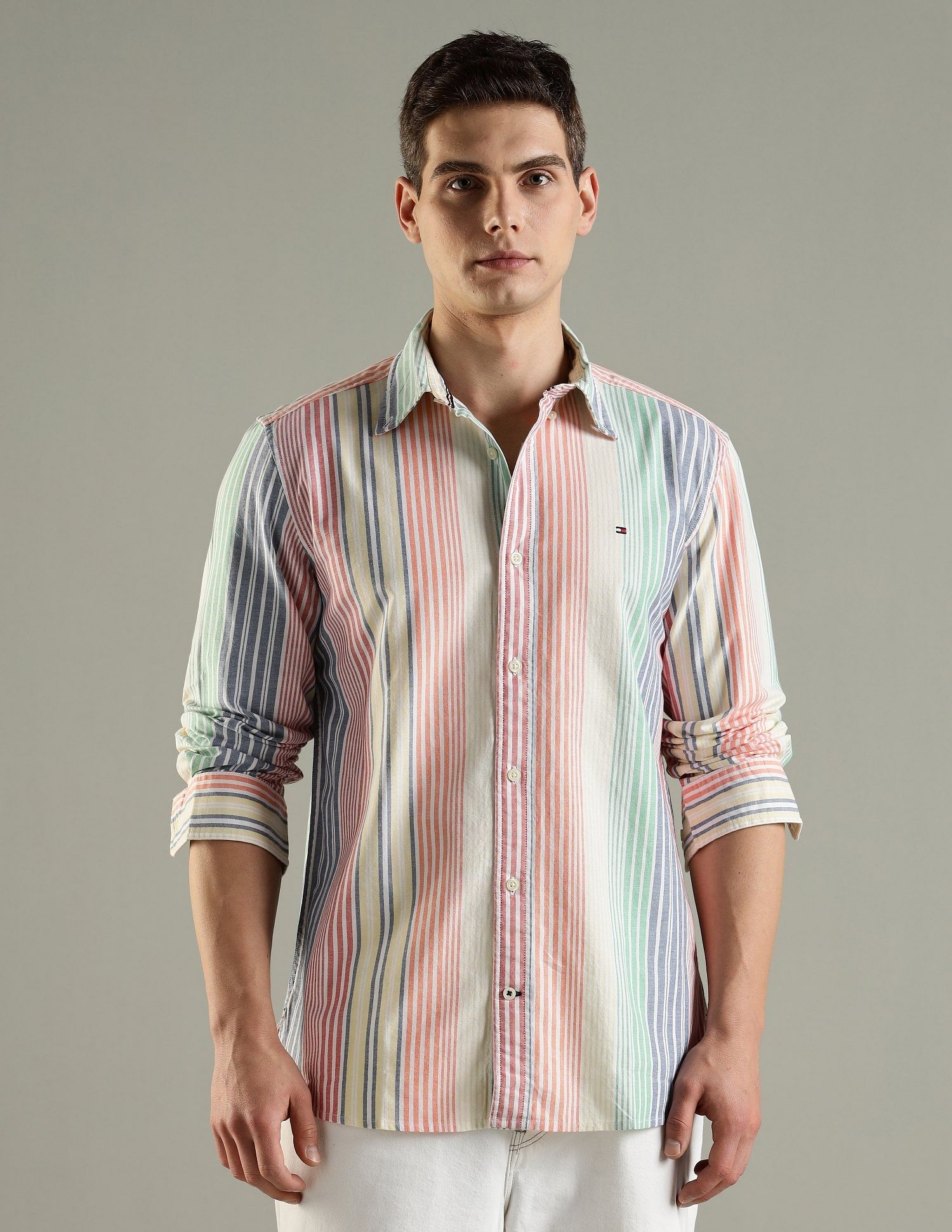 Tommy Hilfiger Striped Regular Fit Cotton Shirt