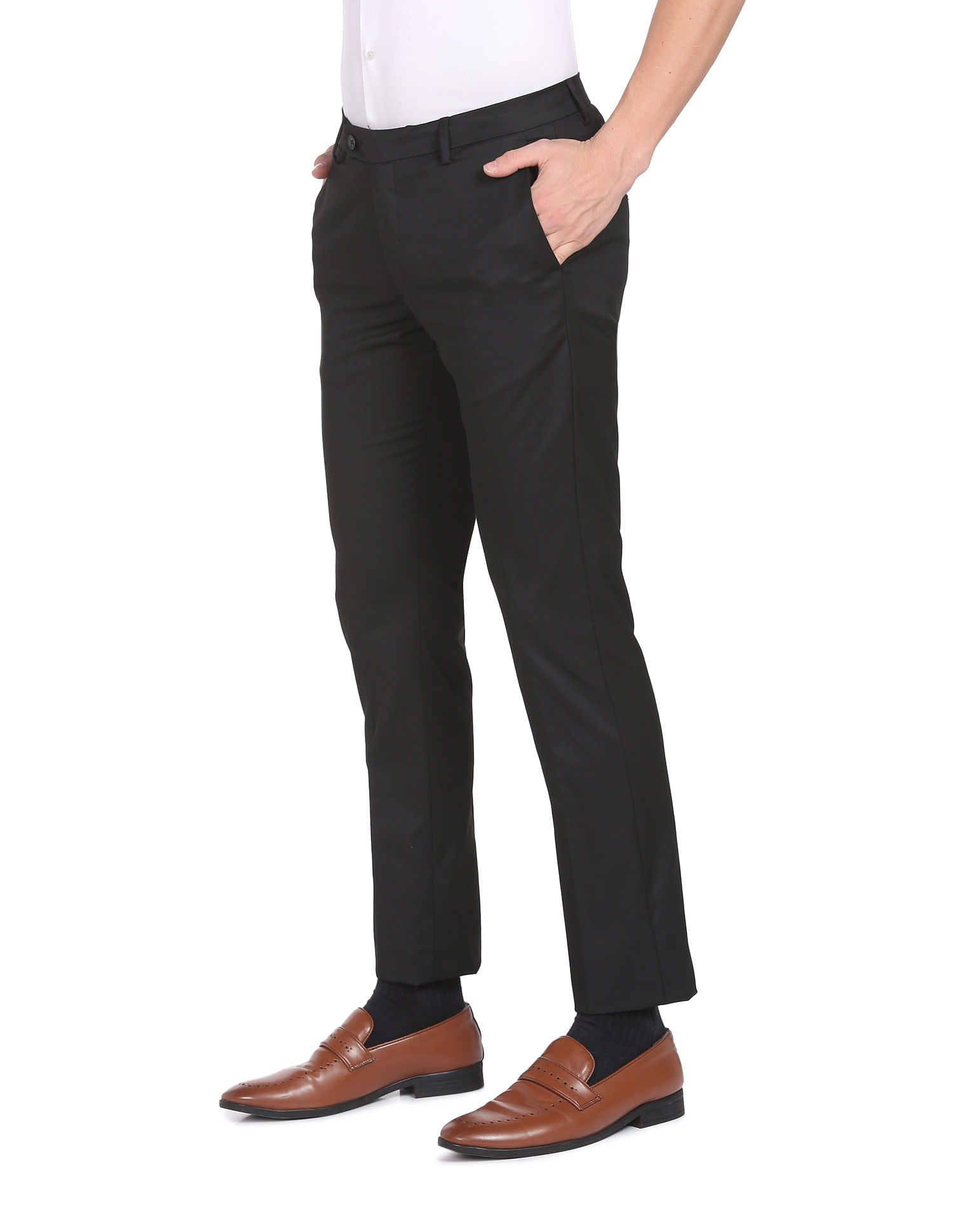 Buy Arrow Newyork Men Navy Super Slim Fit Formal Trousers  NNNOWcom
