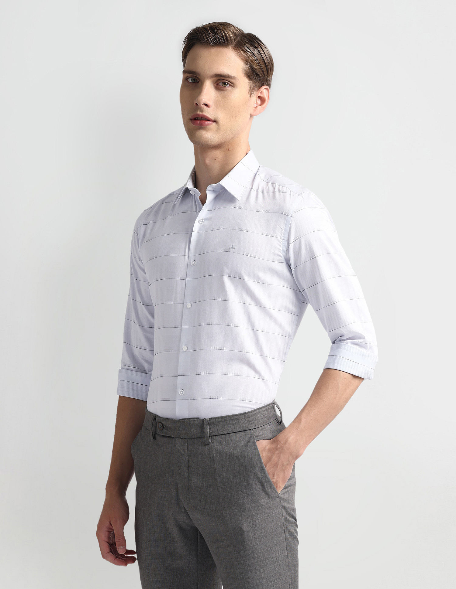 Arrow Newyork Horizontal Stripe Slim Fit Shirt