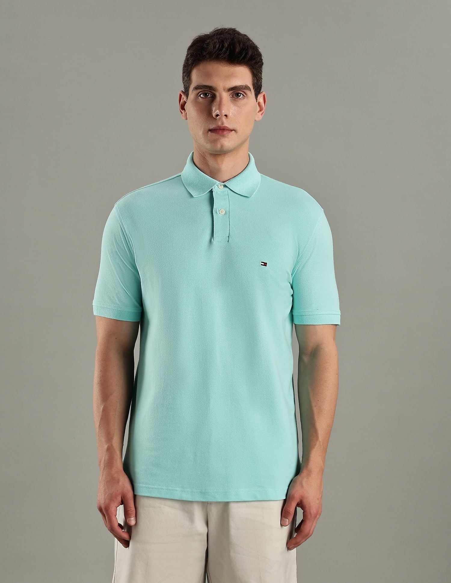 Tommy Hilfiger Solid Regular-Fit Cotton Polo T-Shirt