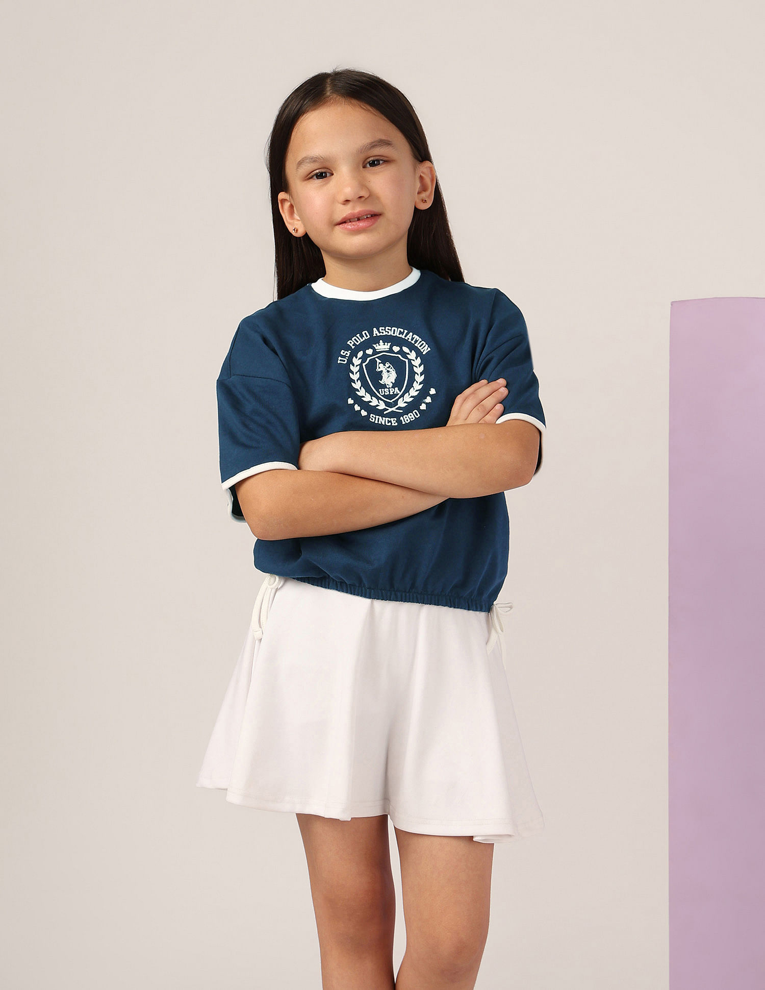 U.S. Polo Assn. Kids Girls Brand Printed T-Shirt