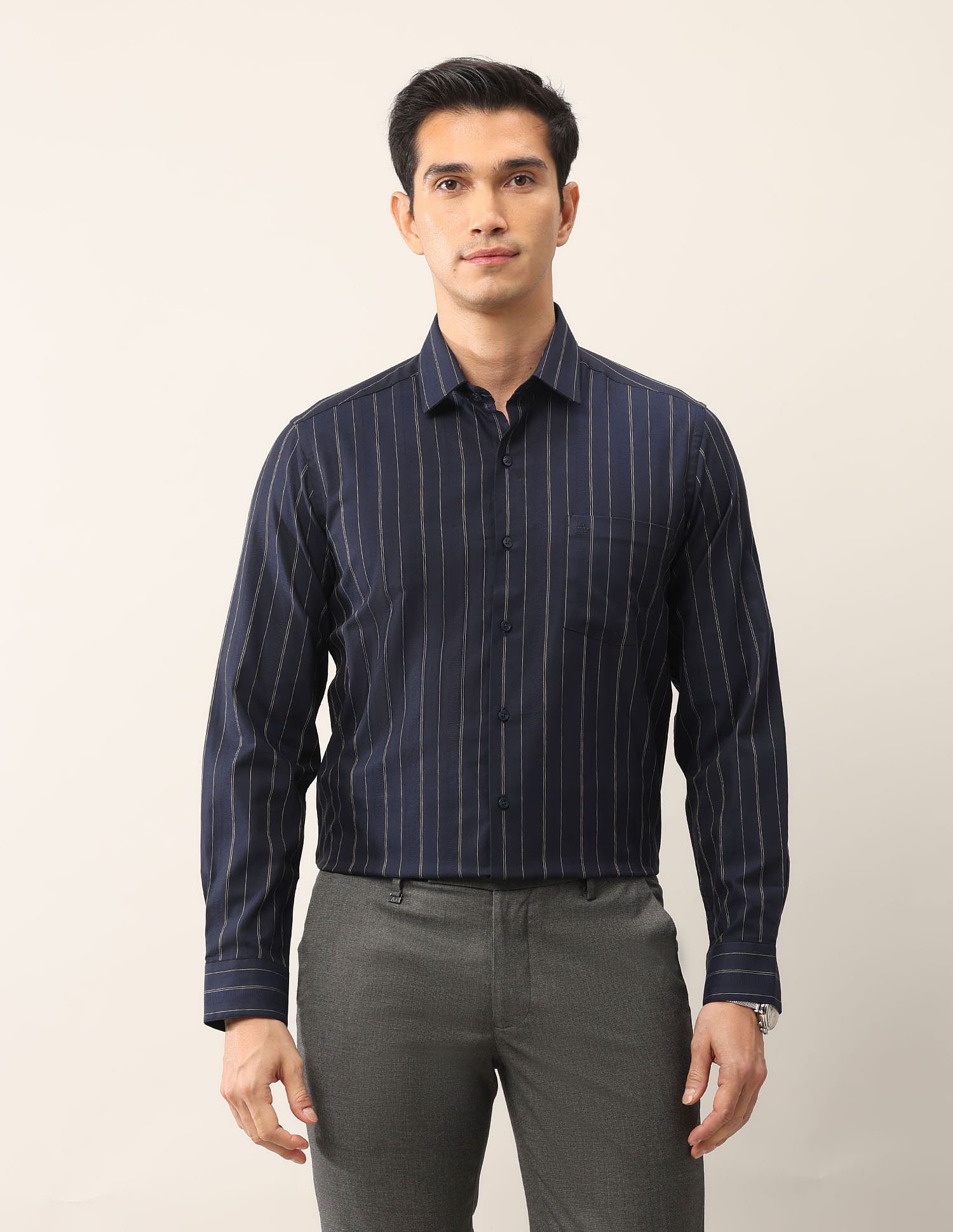 Arrow Vertical Striped Cotton Ceremonial Shirt