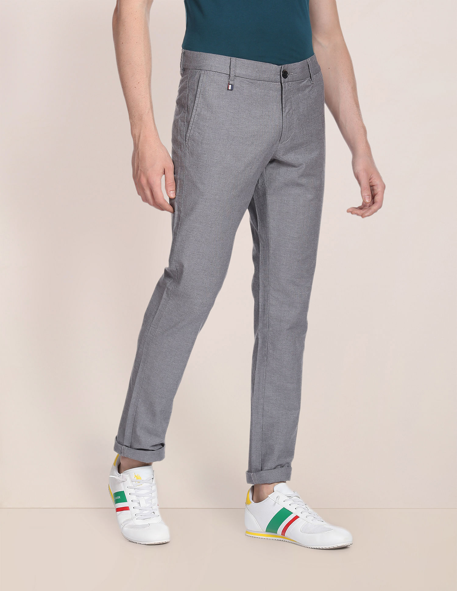 Buy U.S. Polo Assn. Solid Cotton Lycra Trousers - NNNOW.com