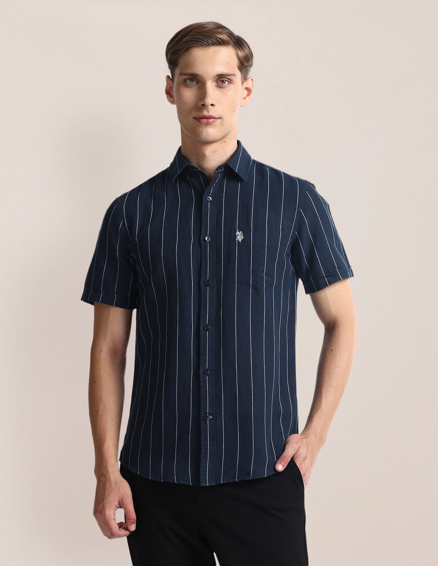 U.S. Polo Assn. Vertical Stripe Linen Shirt