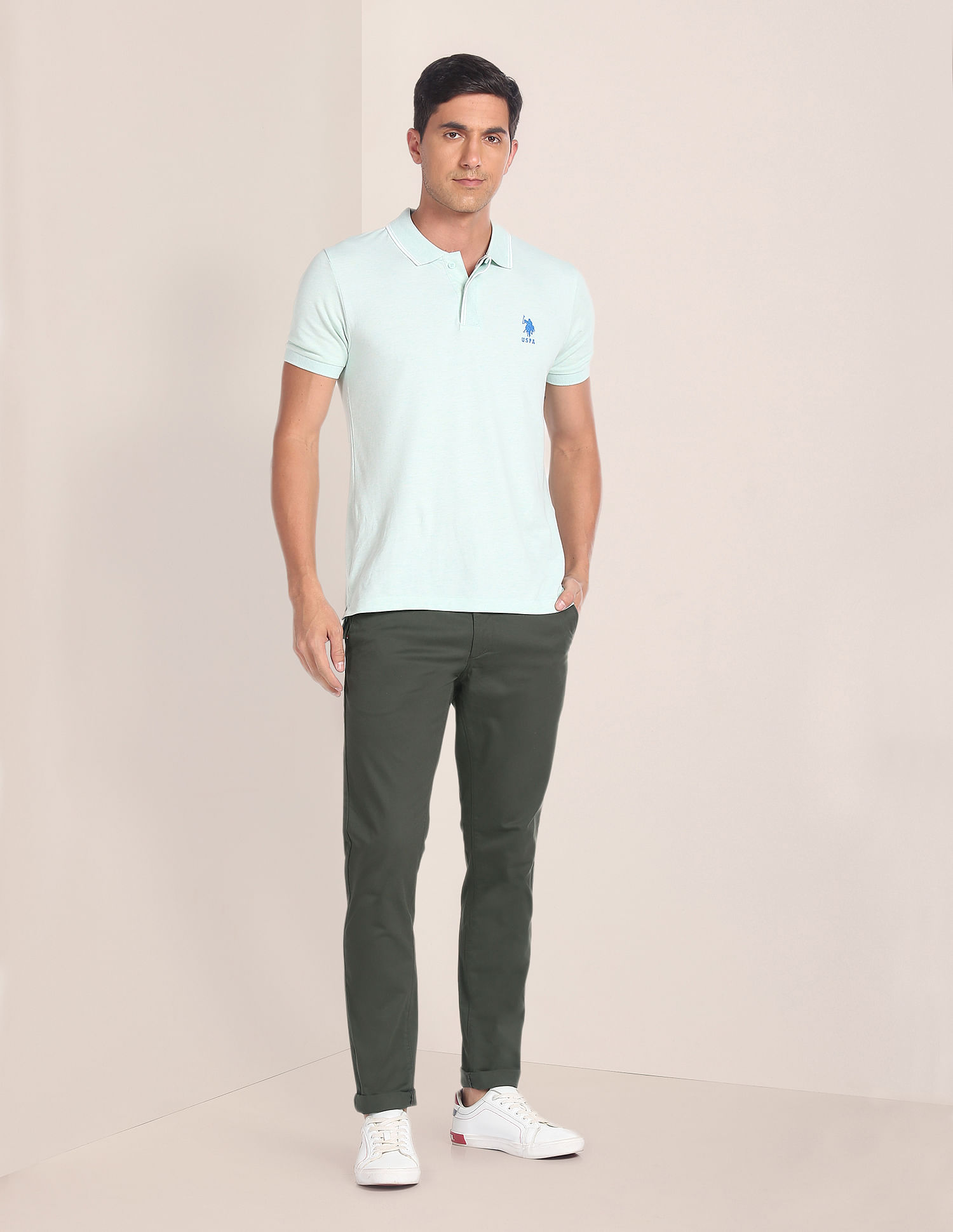 U.S. Polo Assn. Mid Rise Geometric Print Trousers