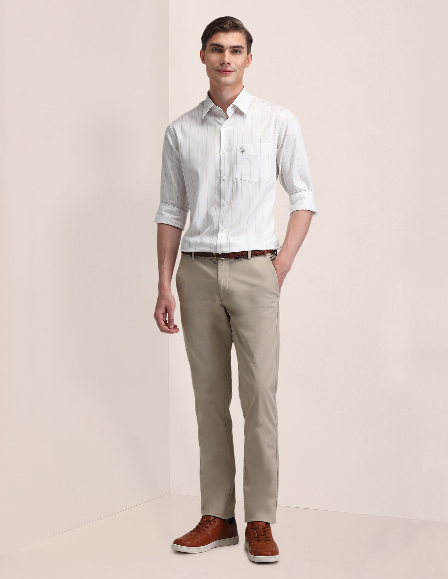 U.S. Polo Assn. Tailored Fit Cotton Striped Shirt