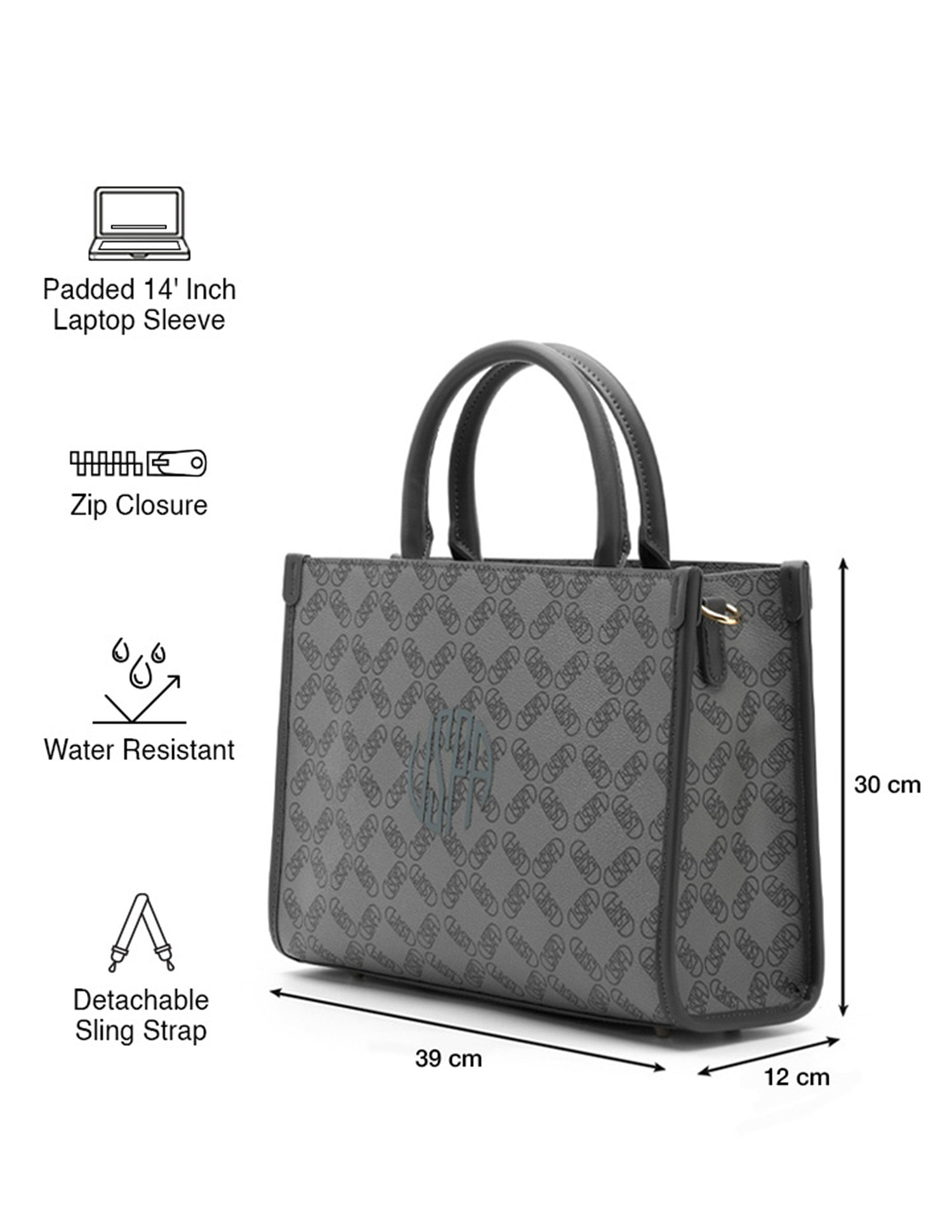 U.S. Polo Assn. Kate Monogram Tote Handbag