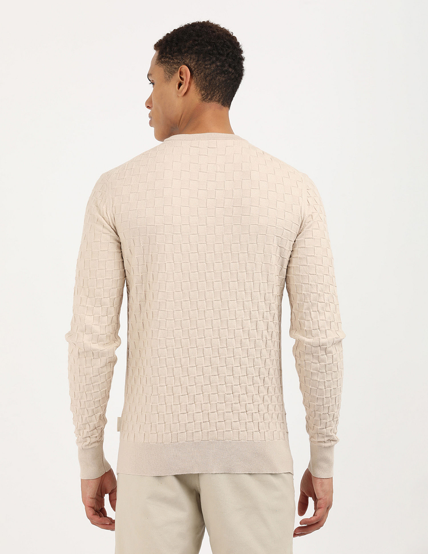 Calvin Klein Jeans Basket Weave Cotton Textured Sweater