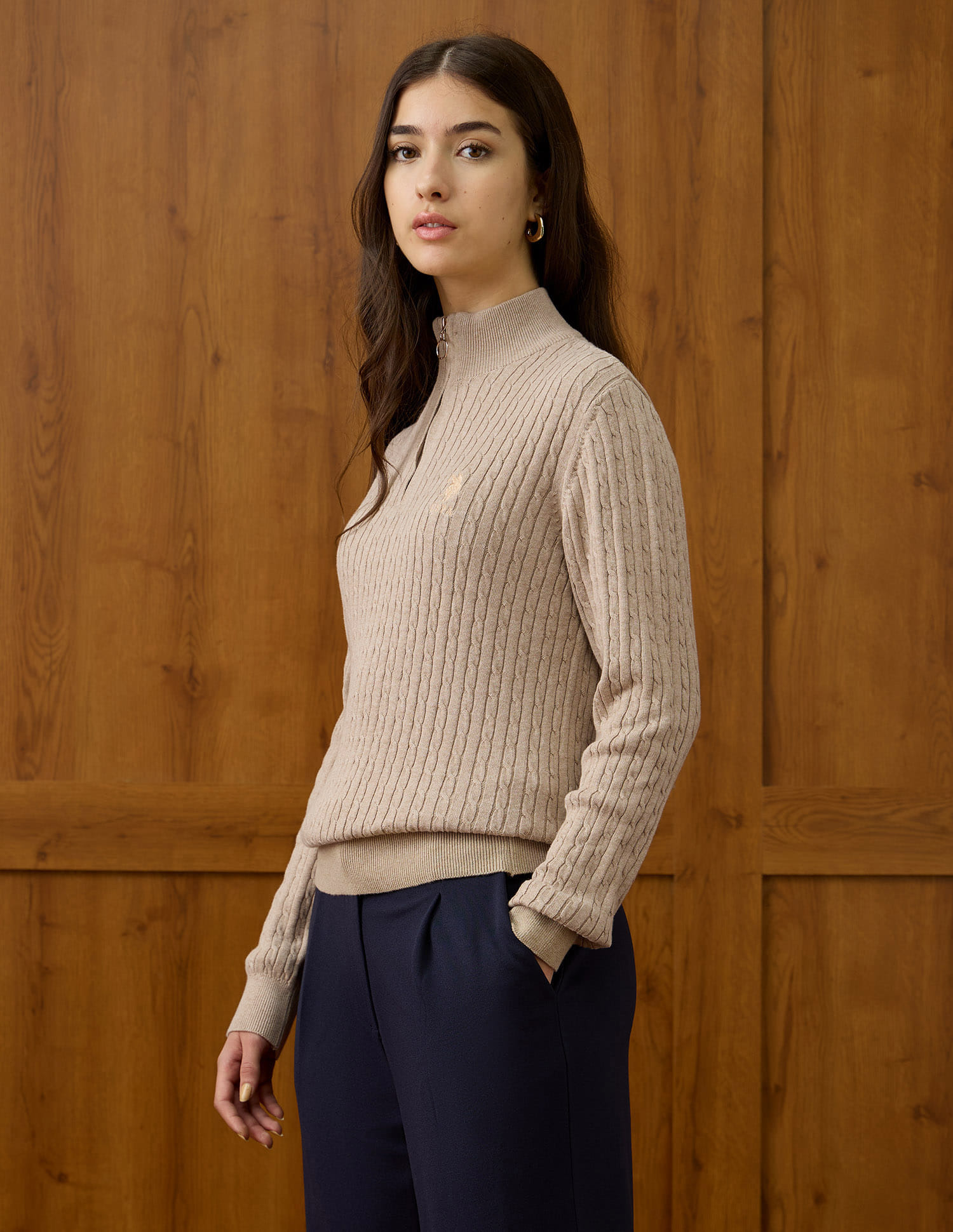 Buy U.S. Polo Assn. Women Cable Knit Regular Fit Sweater - NNNOW.com