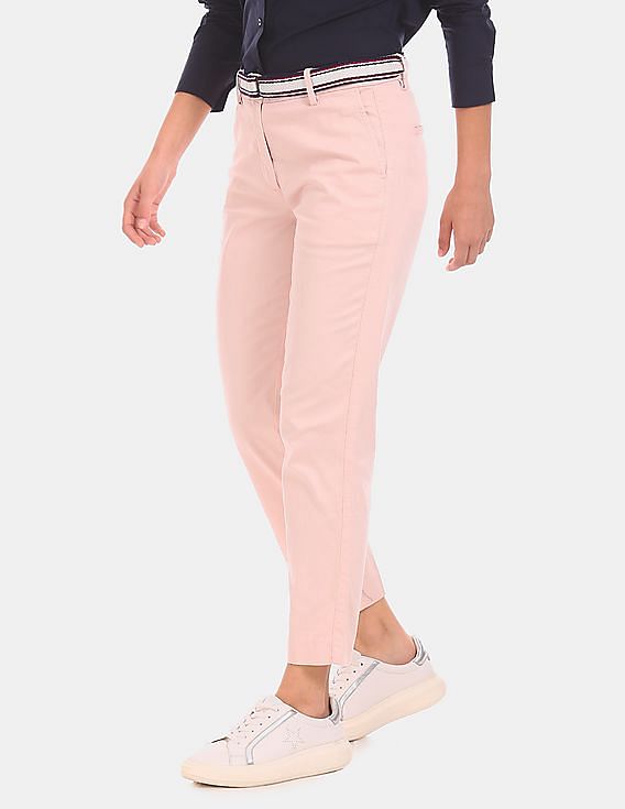 Buy online Women Pink Cotton Blend Cigarette Pant from bottom wear for Women  by W for ₹850 at 50% off | 2024 Limeroad.com