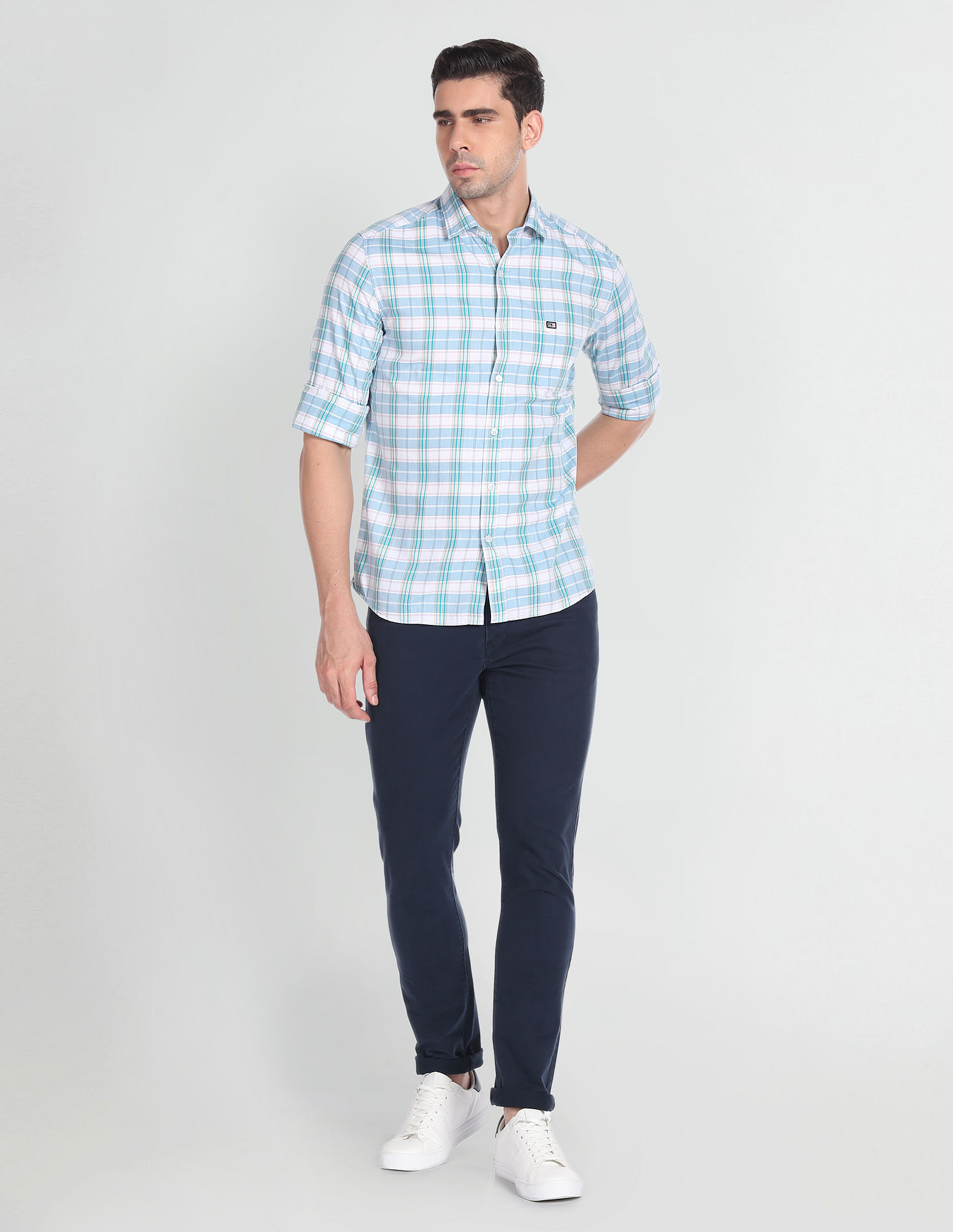 Arrow Sports Cutaway Collar Plaid Check Shirt