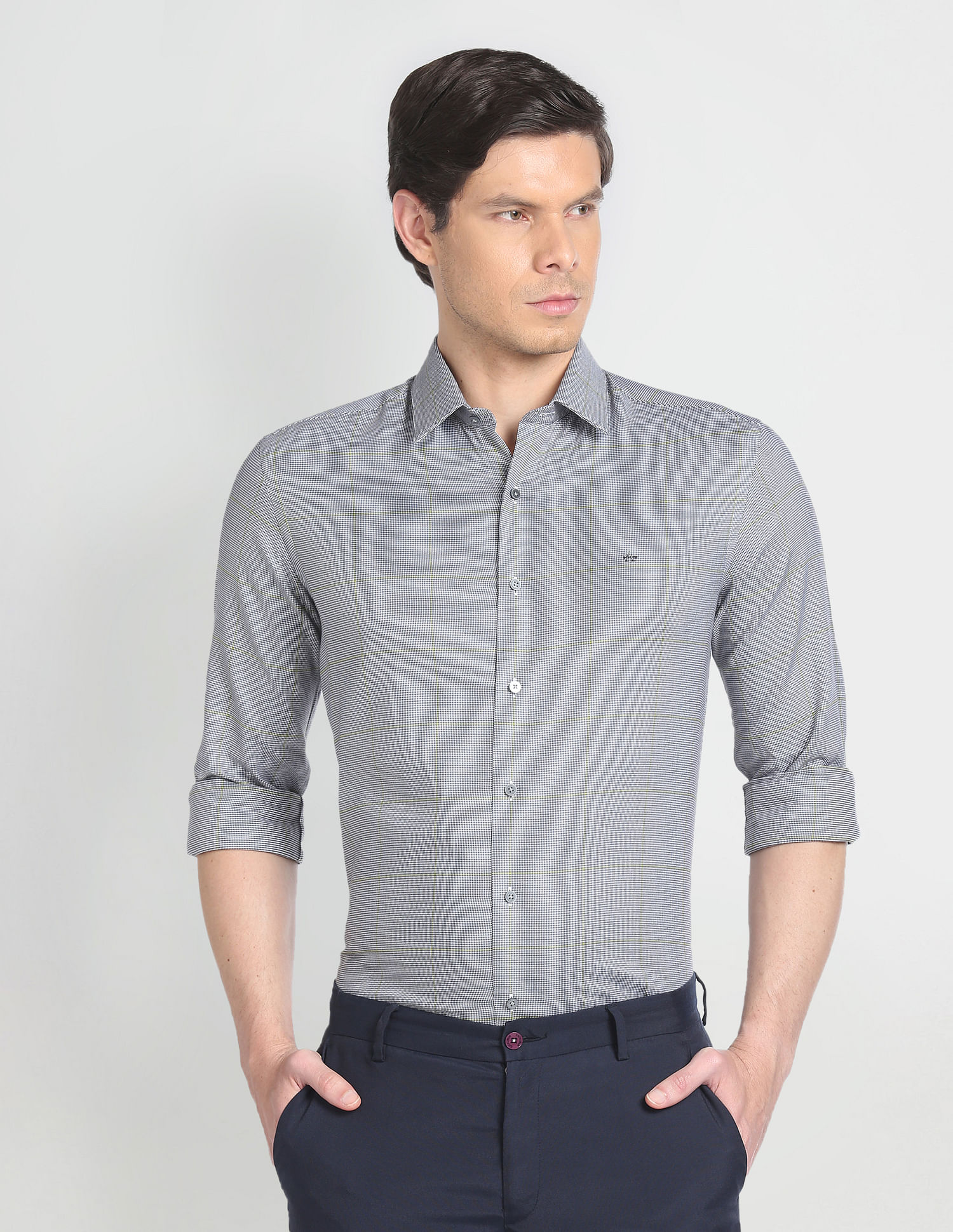 Arrow Newyork Houndstooth Slim Check Formal Shirt