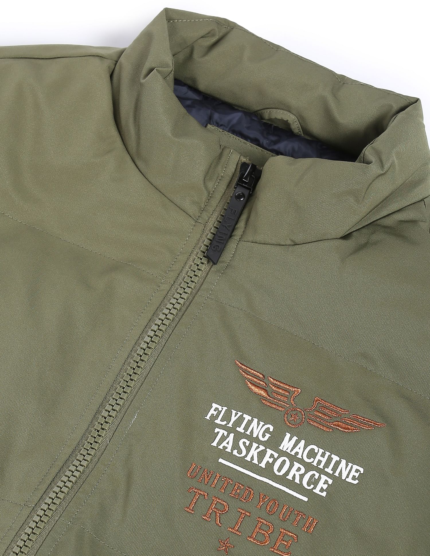 Flying Machine High Neck Appliqued Quilted Jacket