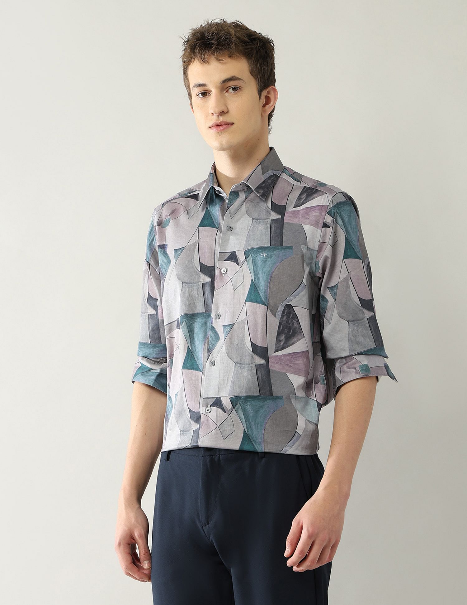 Arrow Newyork Pure Cotton Abstract Printed Shirt