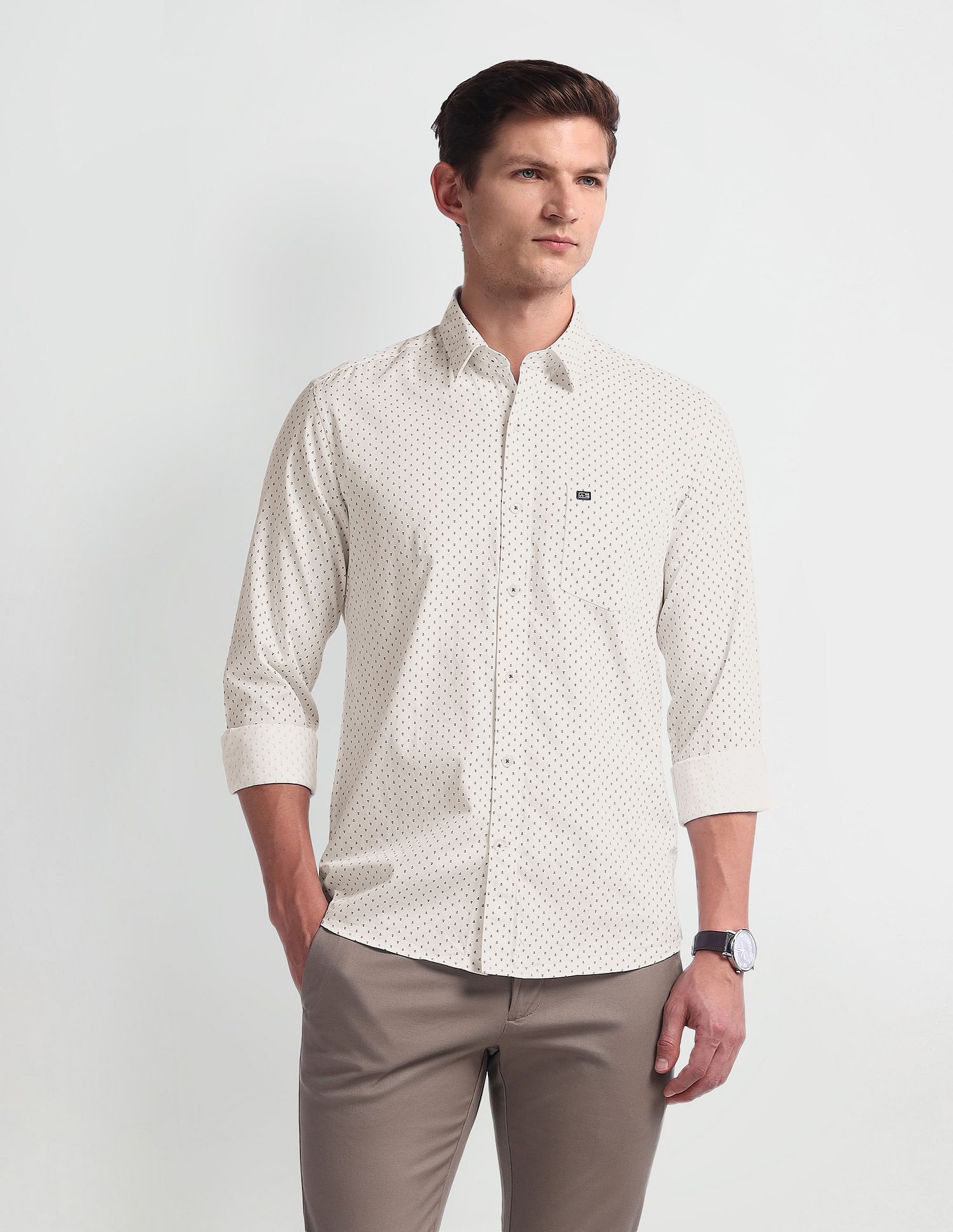 Arrow Sport Geometric Print Manhattan Slim Shirt