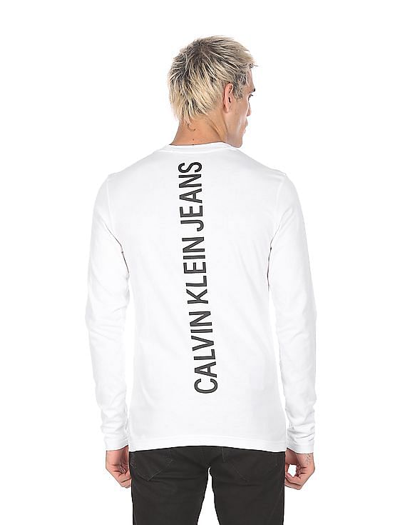 Buy Calvin Klein Men White Long Sleeve Logo T-Shirt - NNNOW.com