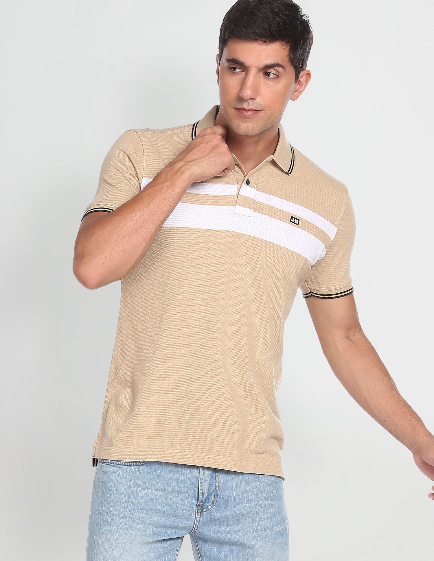 Arrow Sports Horizontal Stripe Cotton Polo Shirt