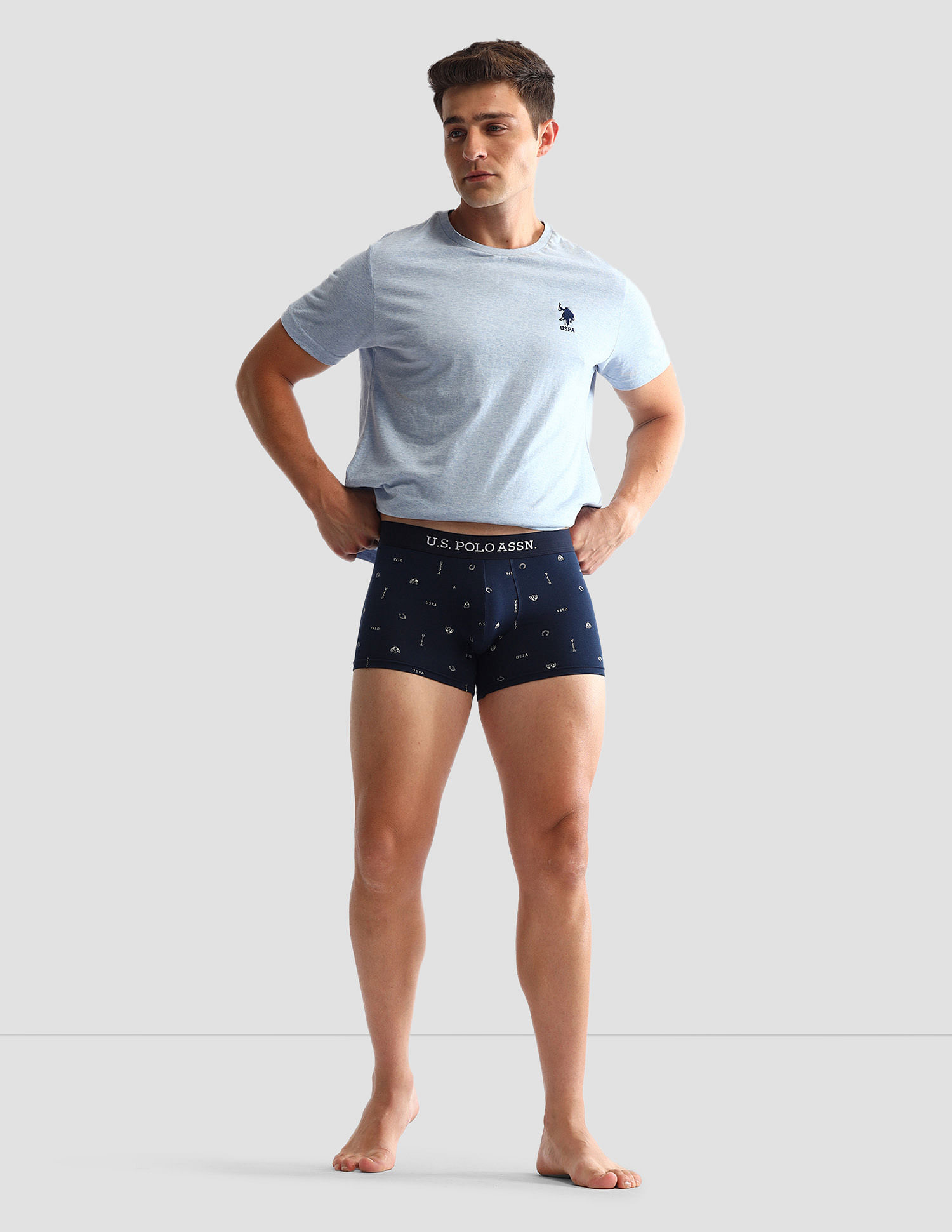 USPA Innerwear Anti Microbial Printed OET14 Trunks - Pack Of 3