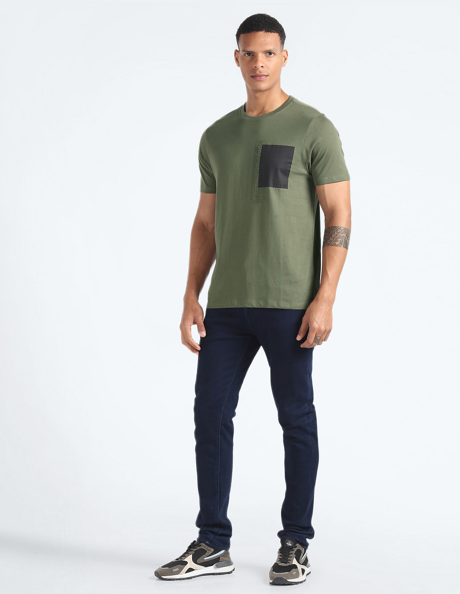 Flying Machine Crew Neck Embossed T-Shirt