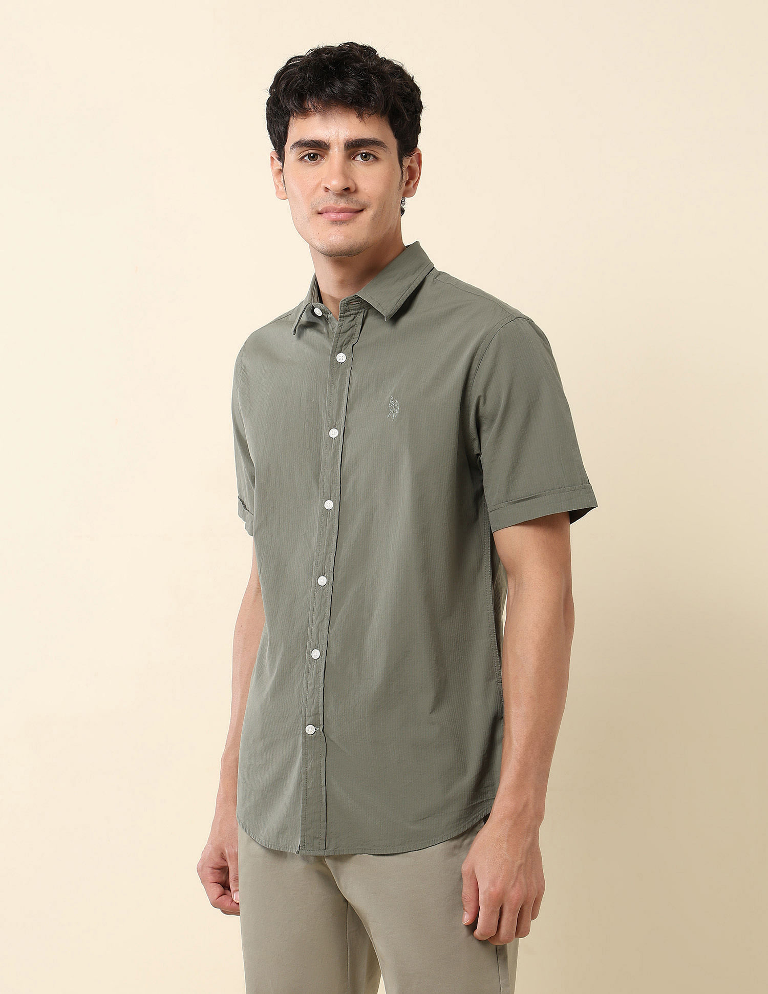 U.S. Polo Assn. Textured Pure Cotton Shirt