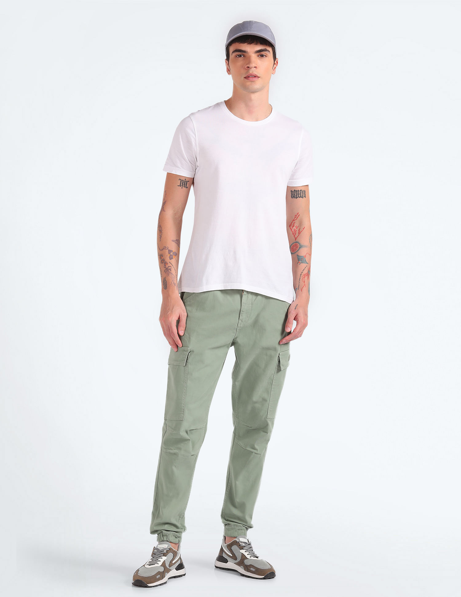 Flying Machine Mid Rise Solid Cargo Utility Trousers