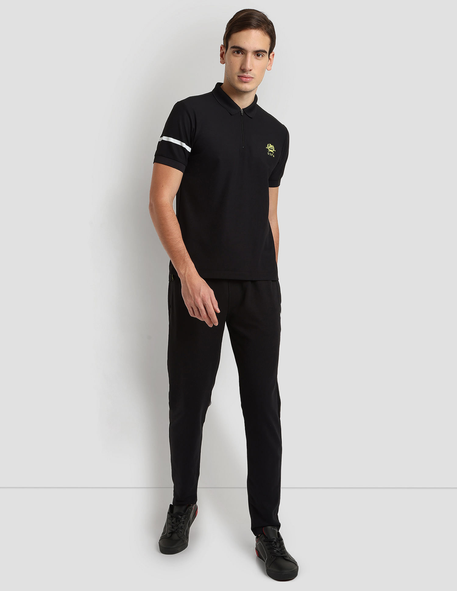 U.S. Polo Assn. Polyester Zipper Sport Polo Shirt