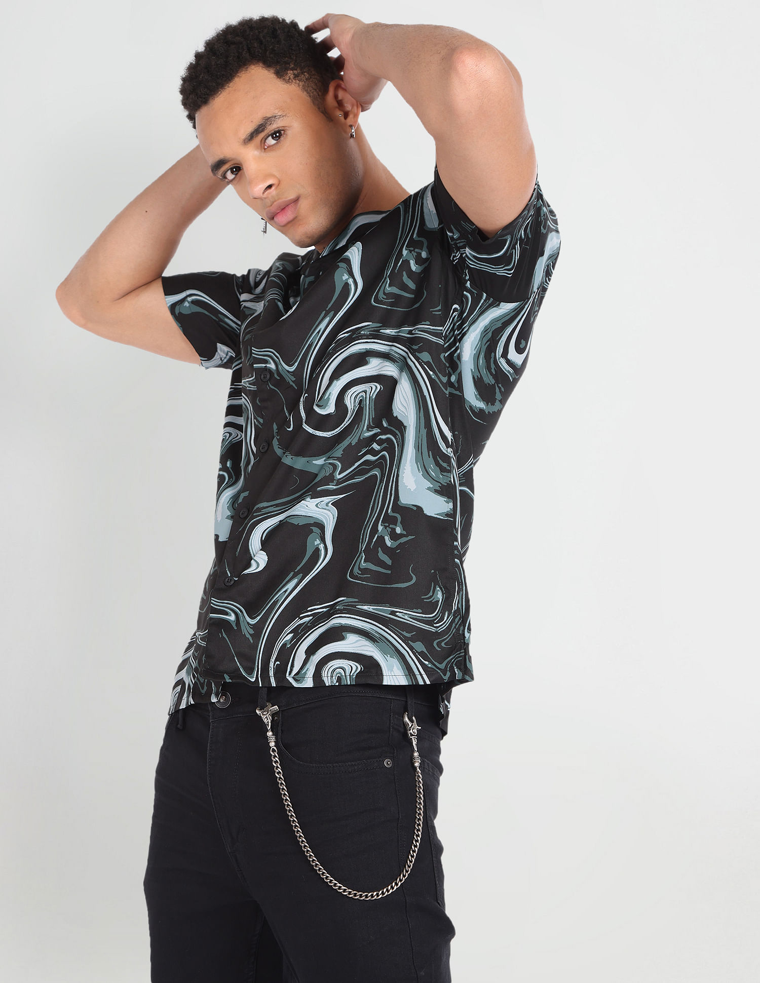 Flying Machine Cuban Collar Viscose Shirt