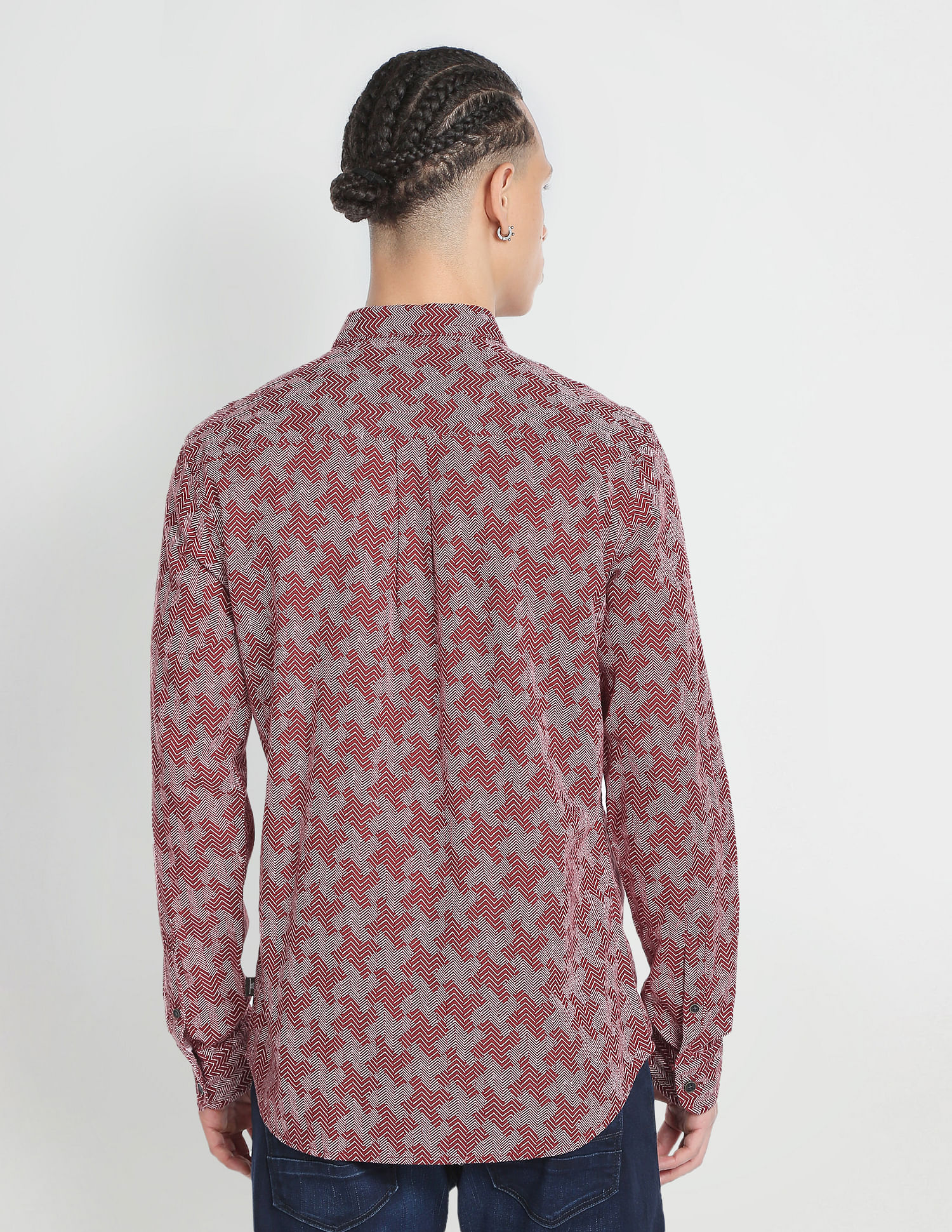 Flying Machine Abstract Print Cotton Shirt