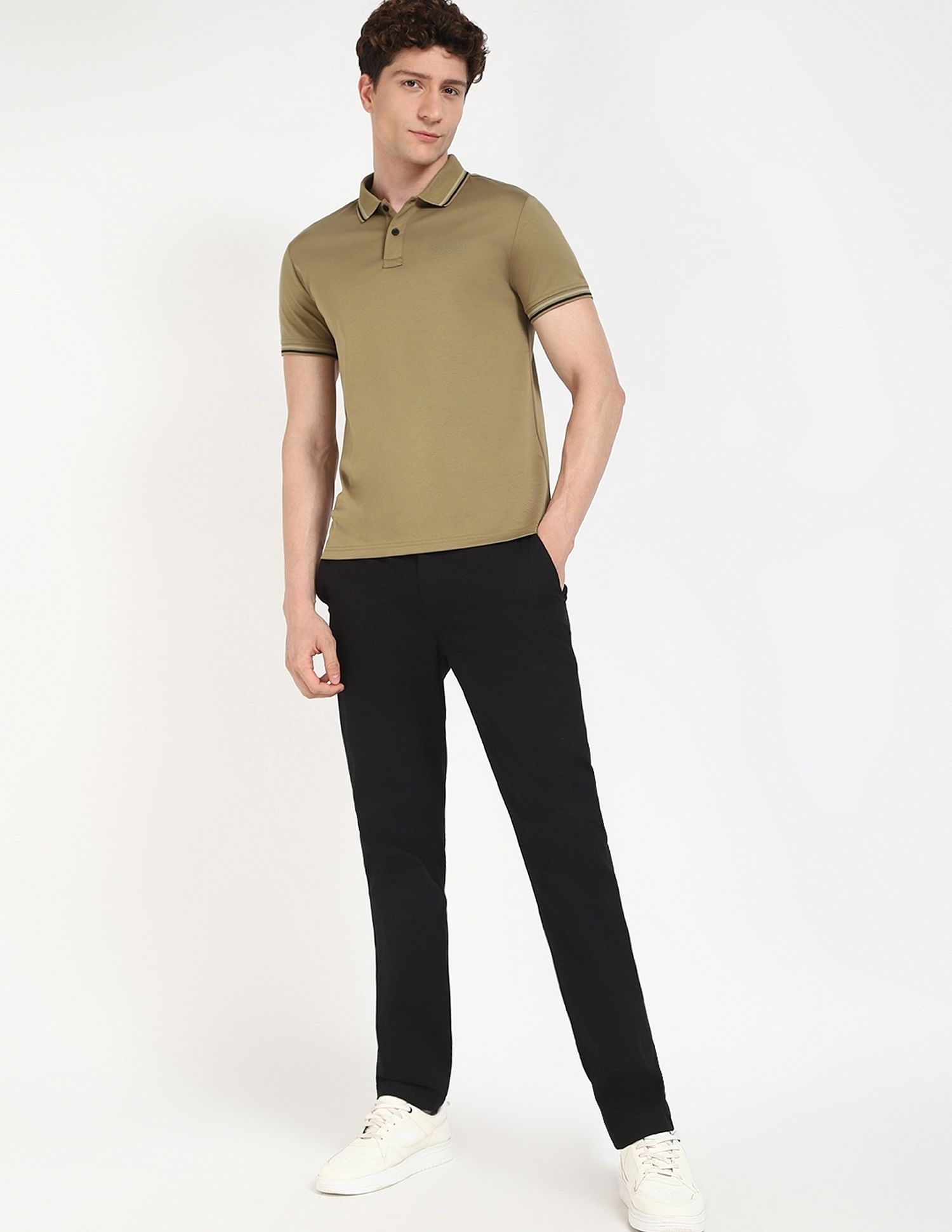 Calvin Klein Jeans Solid Regular-Fit Cotton Polo T-Shirt