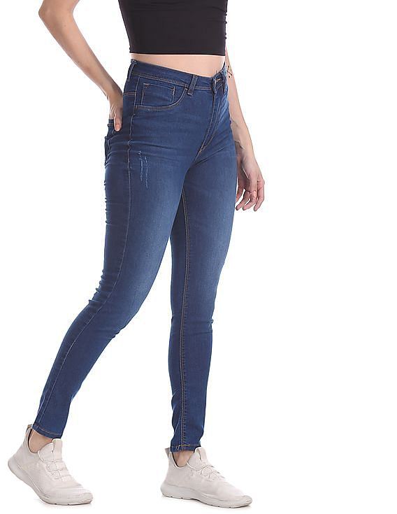 Flying Machine Women Betty Slim Fit Whiskered Jeggings