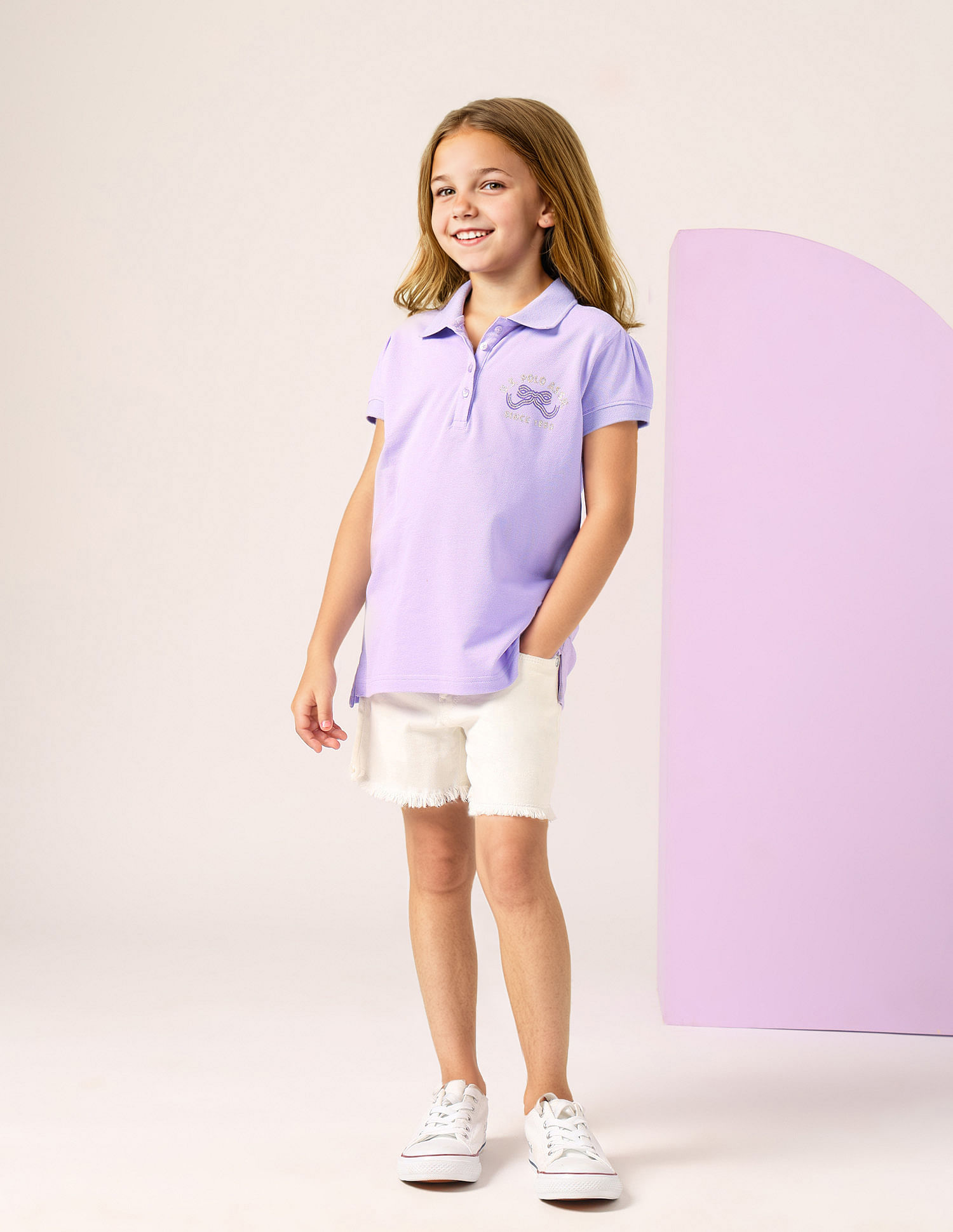 U.S. Polo Assn. Kids Girls Solid Polo Shirt