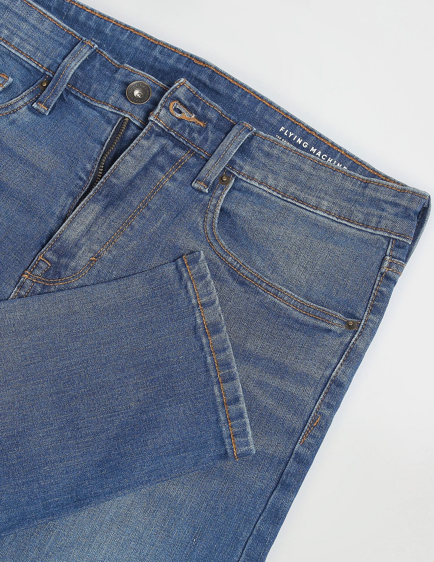 Flying Machine Slash Slim Tapered Fit Jeans