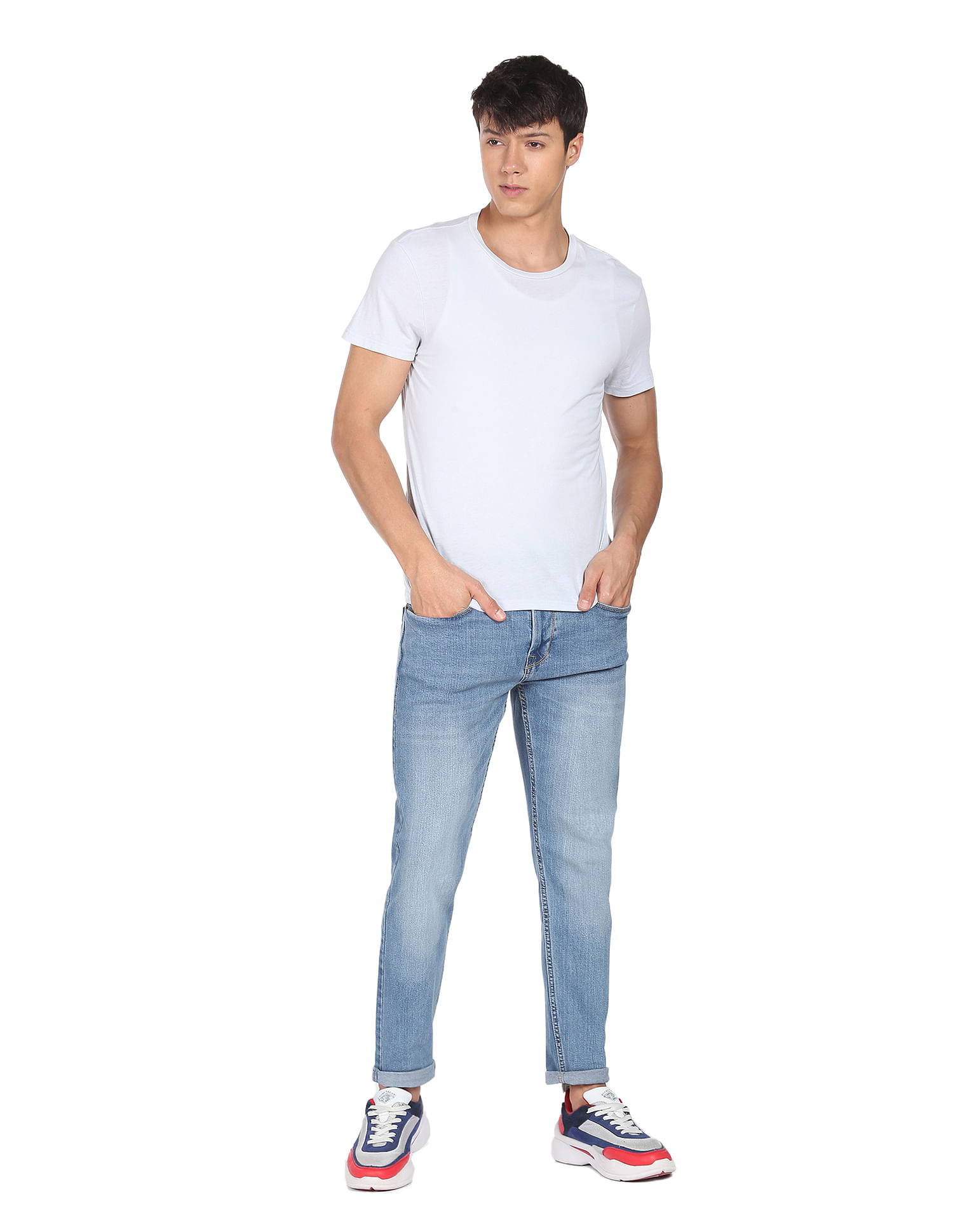 Flying Machine Slash Slim Tapered Fit Stone Wash Jeans