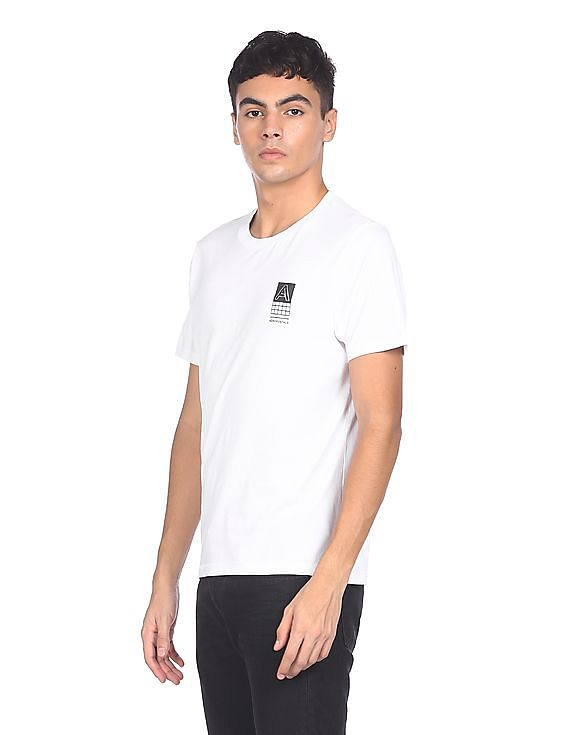 Aeropostale Men White Crew Neck Brand Print T-Shirt