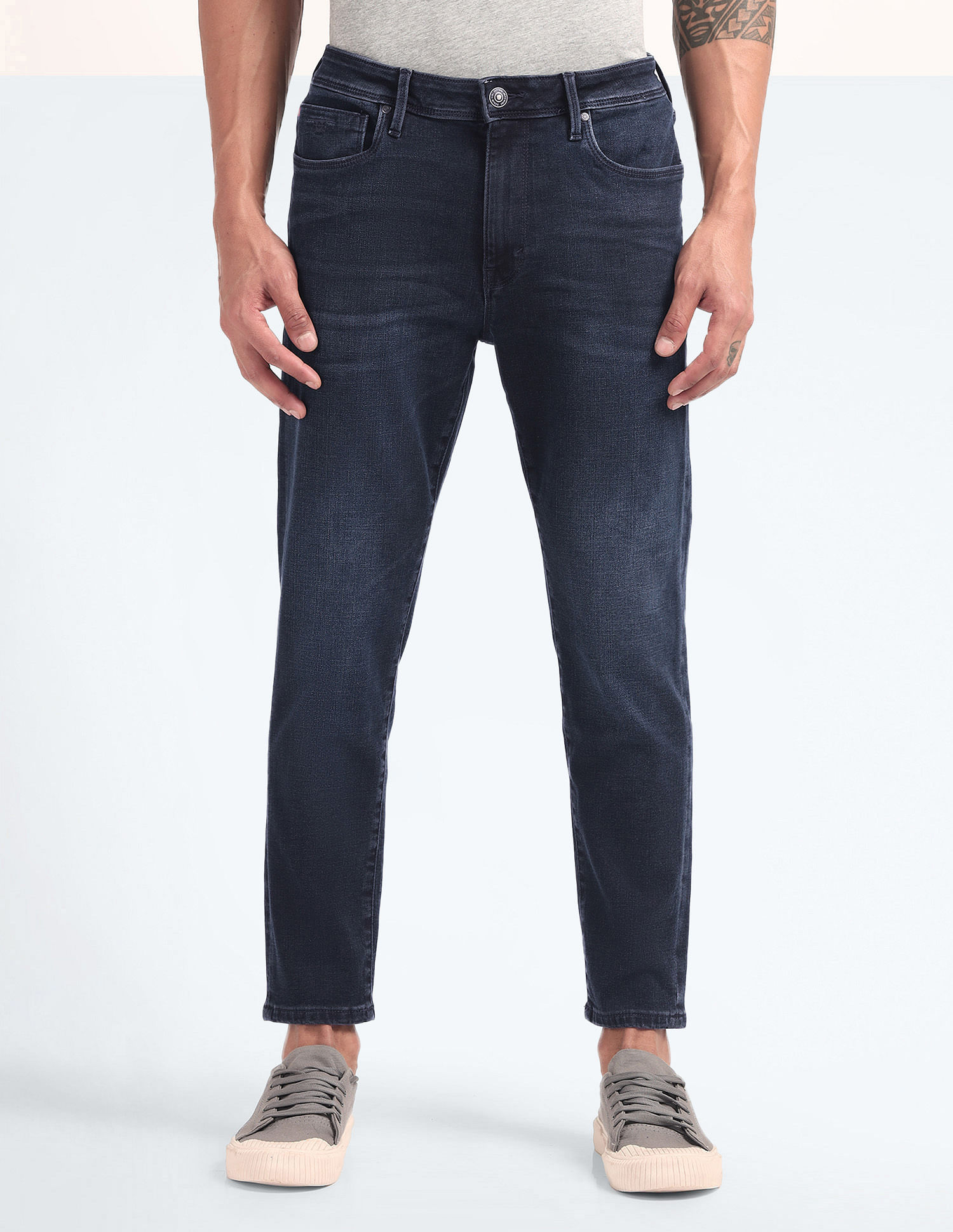 Flying Machine Mankle Relax Tapered Fit Dark Wash Jeans