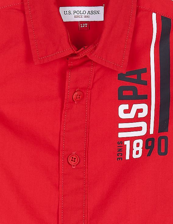 U.S. Polo Assn. Kids Boys Logo Solid Pure Cotton Shirt