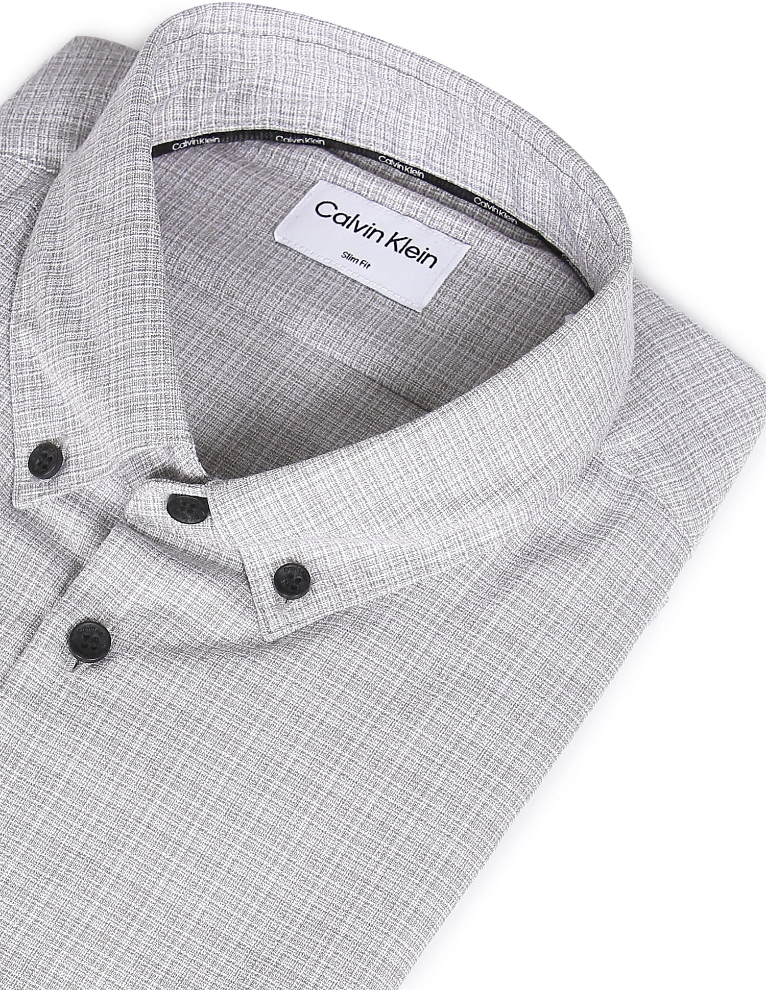 Buy Calvin Klein Men Grey Micro Check Slub Slim Fit Formal Shirt - NNNOW.com