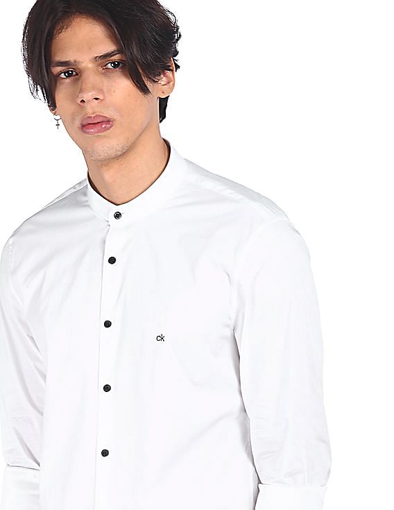 Calvin klein best sale mandarin collar shirt