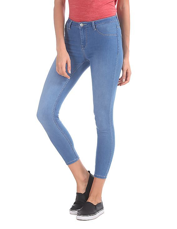 Flying Machine Women Mid Rise Cropped Jeggings