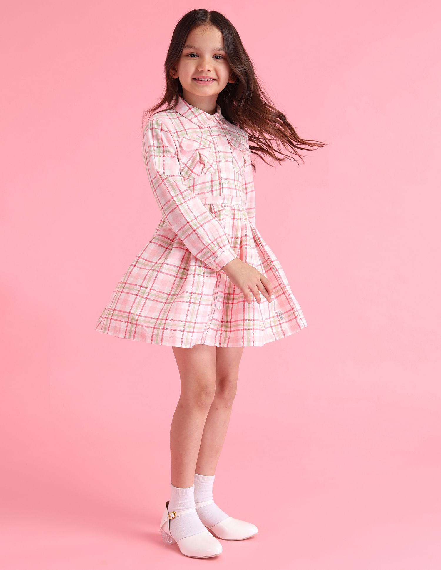 Buy U.S. Polo Assn. Kids Girls Checked A Line Dress NNNOW