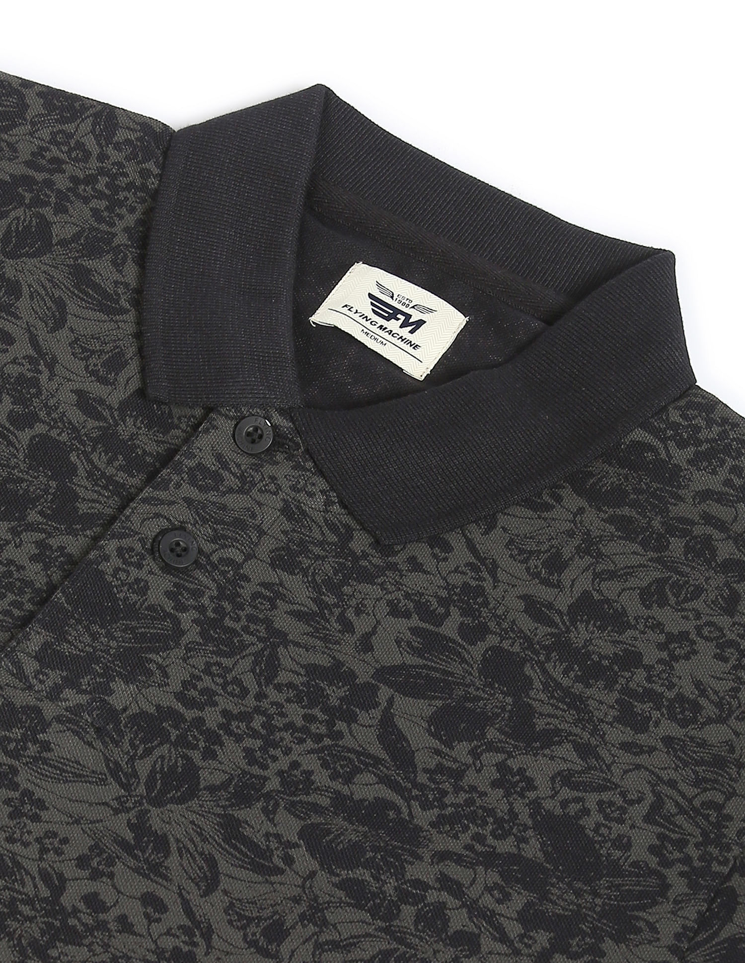 Flying Machine All Over Floral Print Cotton Polo Shirt