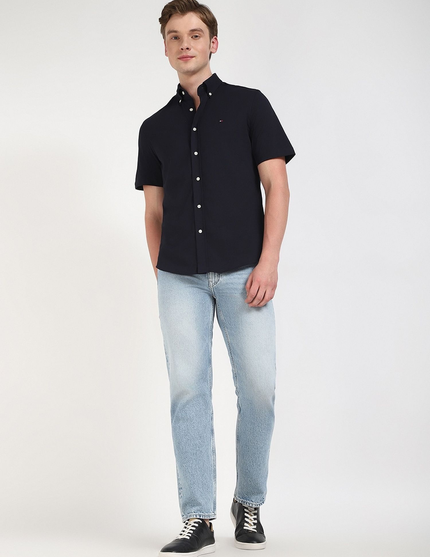 Tommy Hilfiger Solid Regular-Fit Cotton Shirt