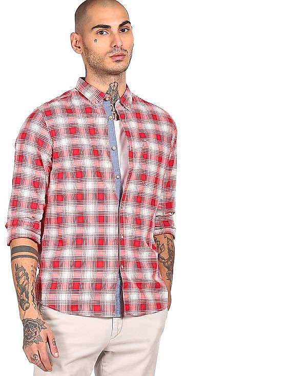 flying machine red check shirt