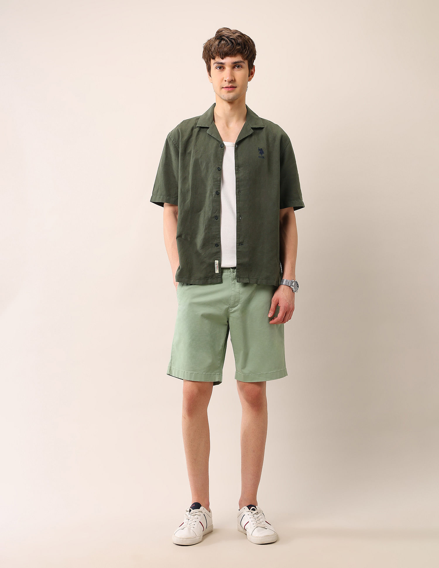 U.S. Polo Assn. Denim Co. Solid Relaxed Fit Cuban Shirt