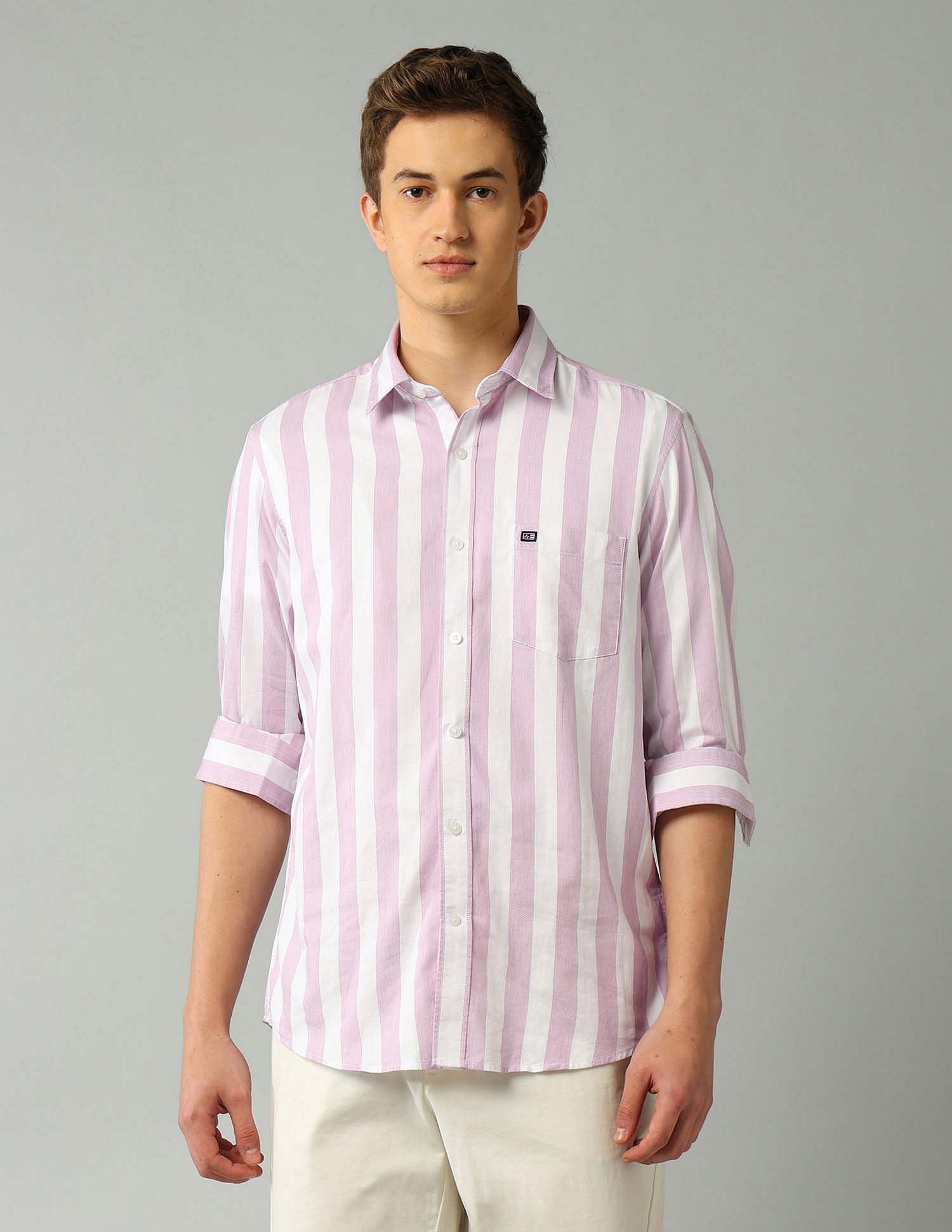 Arrow Sport Manhattan Slim Fit Vertical Striped Shirt